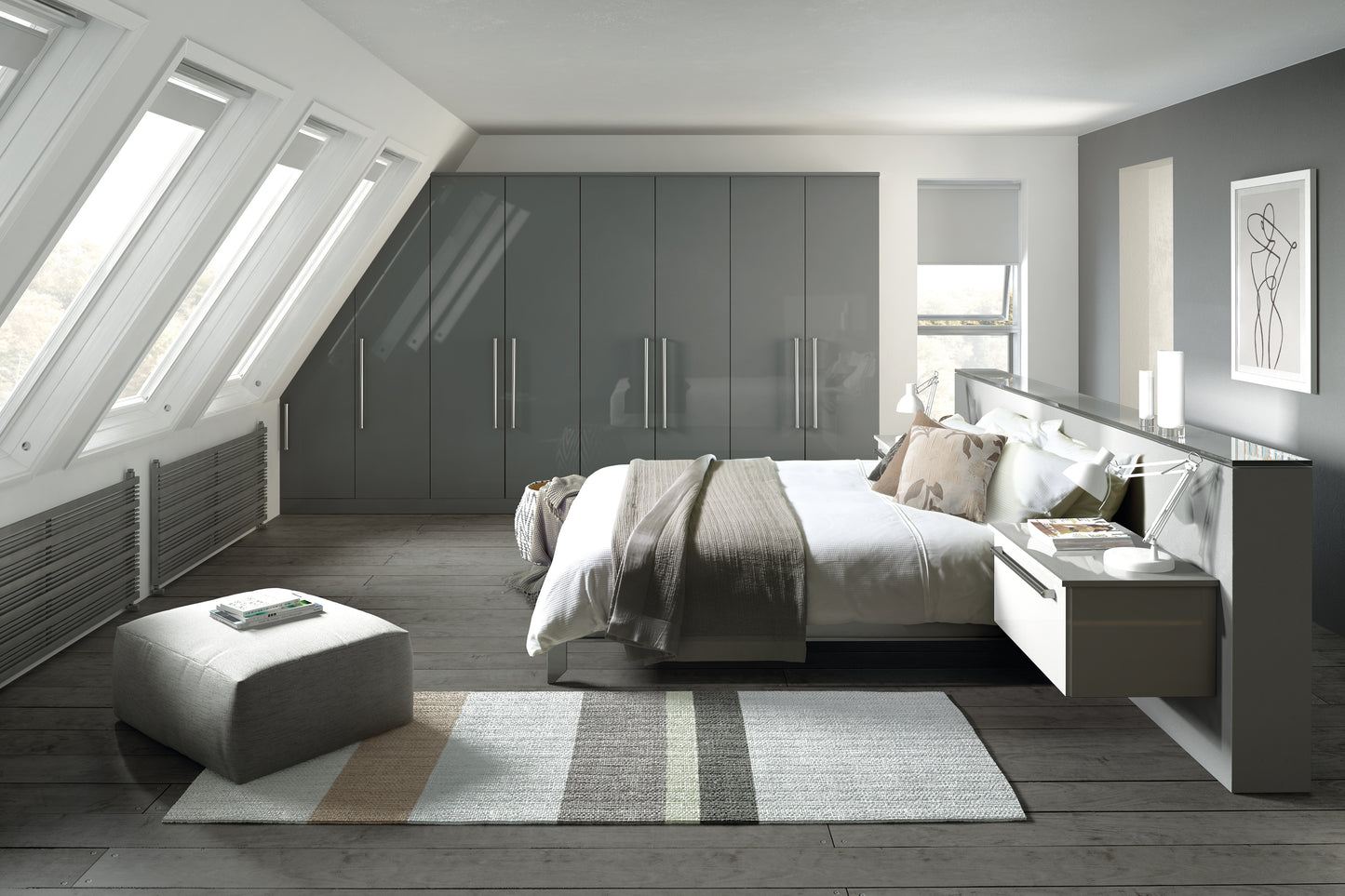 Phoenix Gloss Slab Style Bedroom
